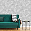 Boutique Royal palm Grey Leaf Silver effect Textured Wallpaper Sample