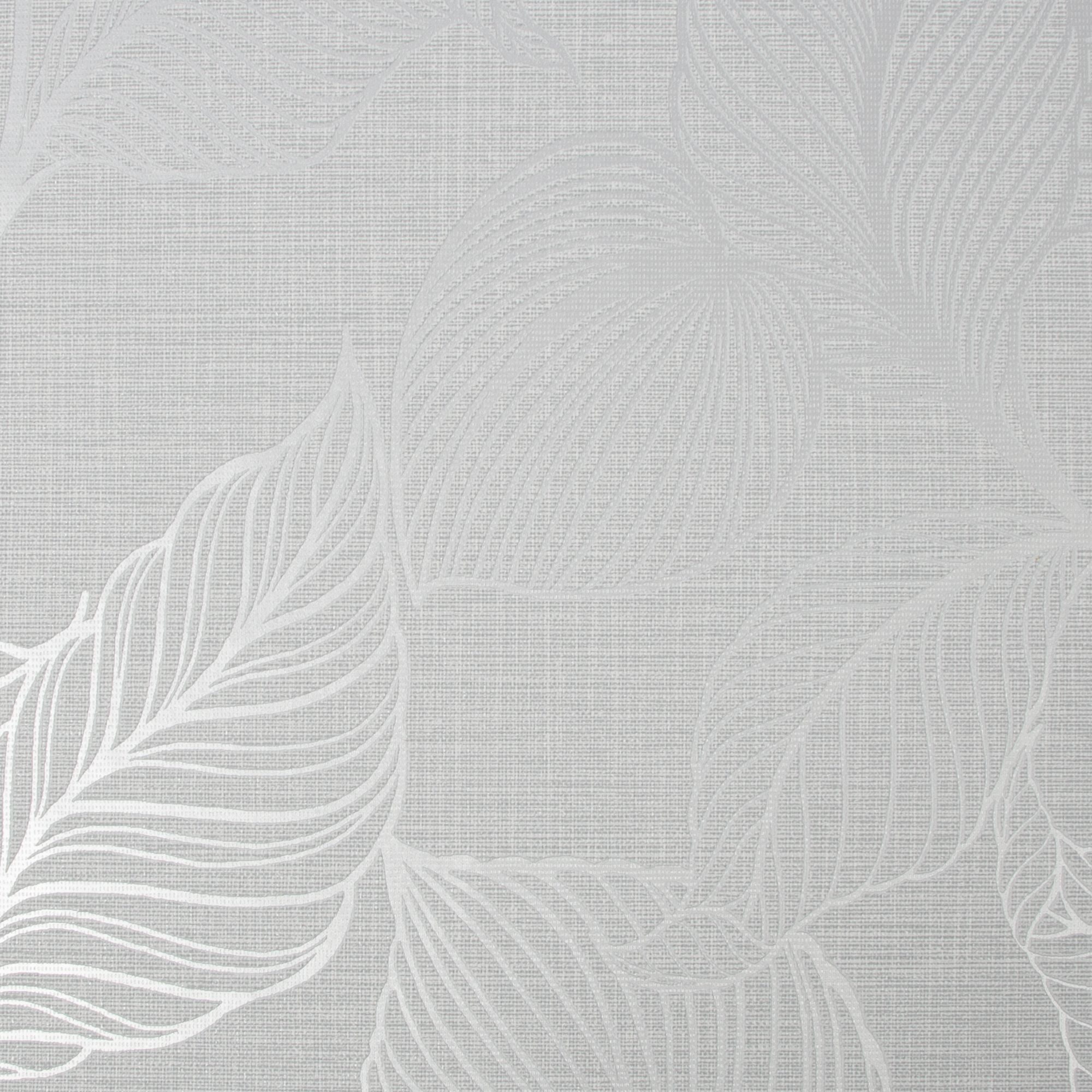 Boutique Royal palm Grey Silver effect Leaf Textured Wallpaper Sample