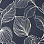 Boutique Royal palm Sapphire Gold effect Leaf Textured Wallpaper