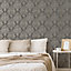 Boutique Shiraz Maroon Damask Metallic effect Textured Wallpaper