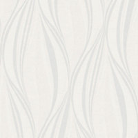 Boutique Tango White Geometric Silver glitter effect Embossed Wallpaper