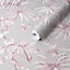 Boutique Tropique Pink Metallic effect Leaf Smooth Wallpaper Sample