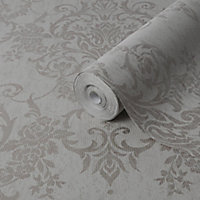 Boutique Victorian Champagne Damask Metallic effect Embossed Wallpaper Sample