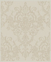 Boutique Victorian Champagne Damask Metallic effect Embossed Wallpaper