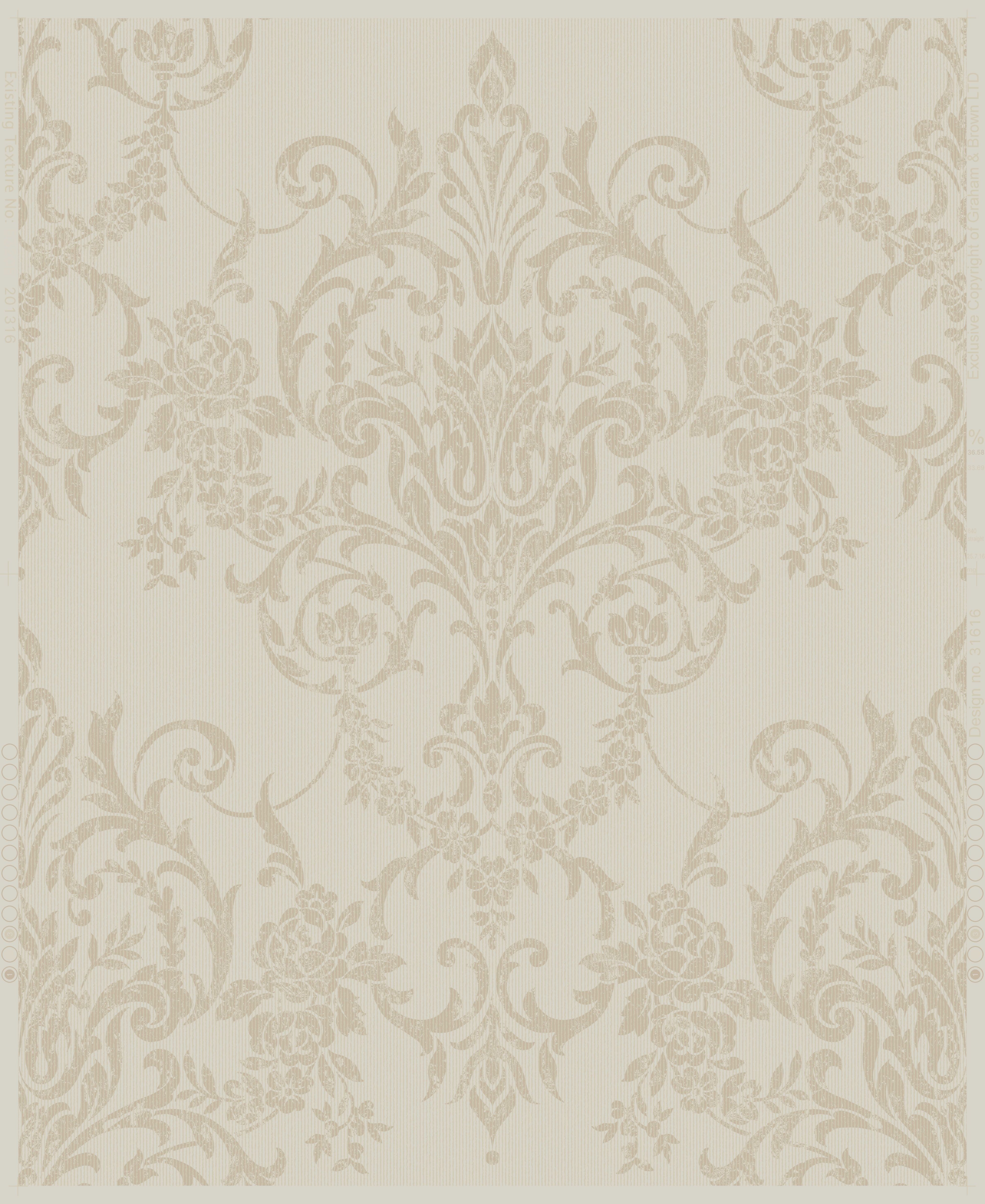 Boutique Victorian Champagne Damask Metallic effect Embossed Wallpaper