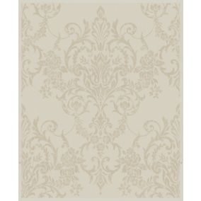 Boutique Victorian Champagne Damask Metallic effect Embossed Wallpaper
