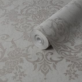 Boutique Victorian Champagne Metallic effect Damask Embossed Wallpaper Sample