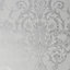 Boutique Victorian Grey Damask Metallic effect Embossed Wallpaper Sample