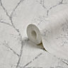 Boutique White Icy trees Silver effect Textured Wallpaper