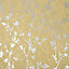 Boutique Yellow Metallic effect Silhouette sprig Textured Wallpaper Sample