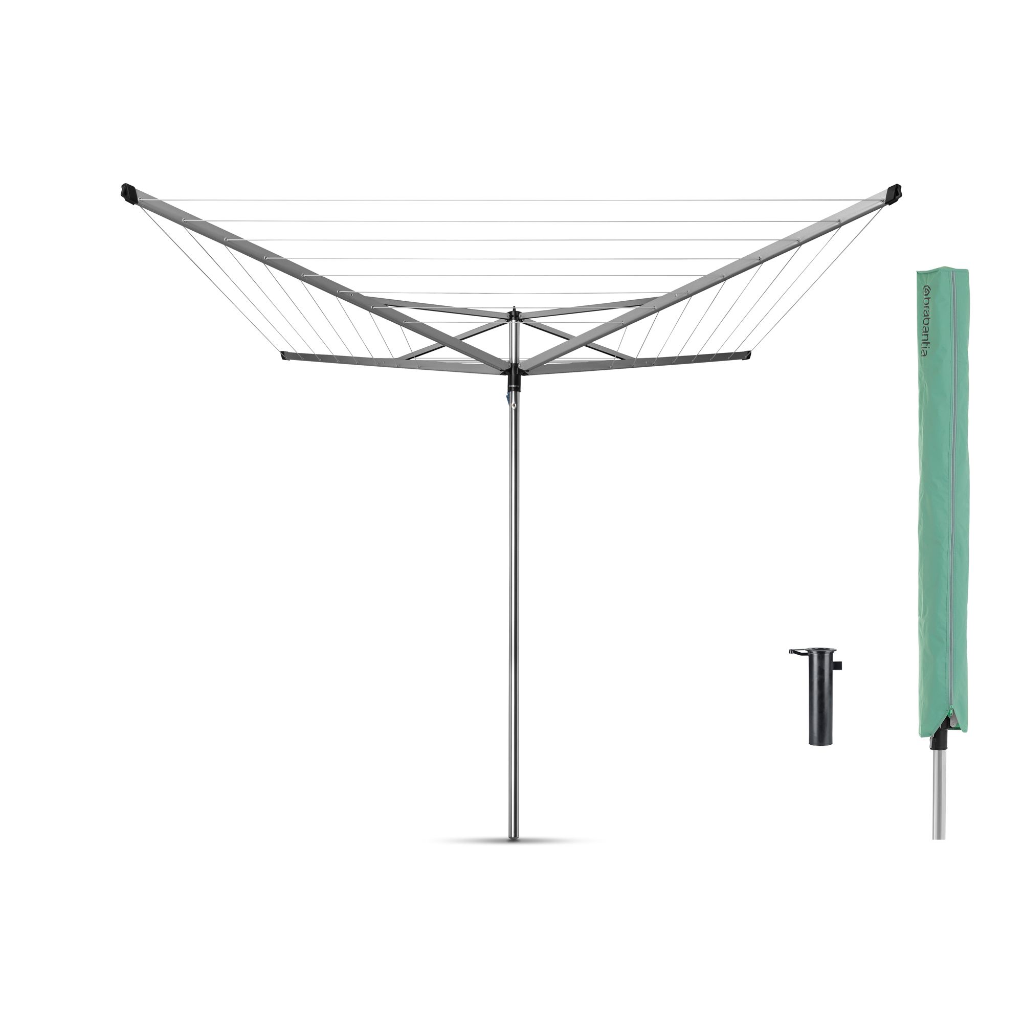 Brabantia 4 Arm Metallic grey Rotary airer 40m DIY at B Q