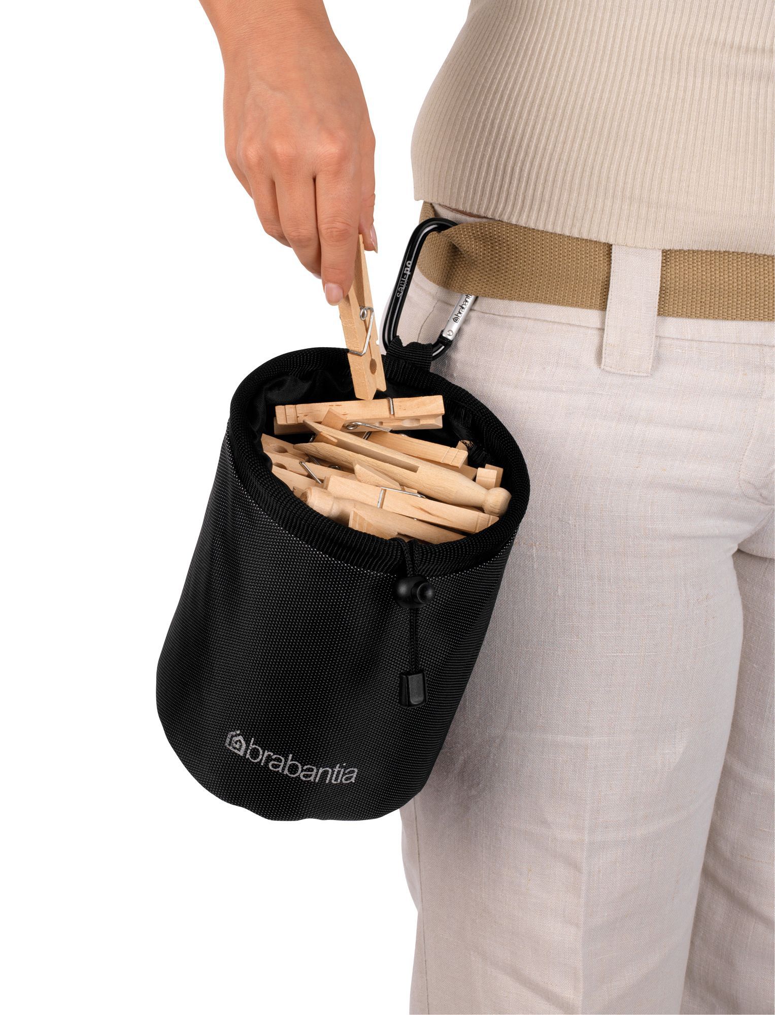 Brabantia Black Clothes peg holder, (H)150mm (W)140mm