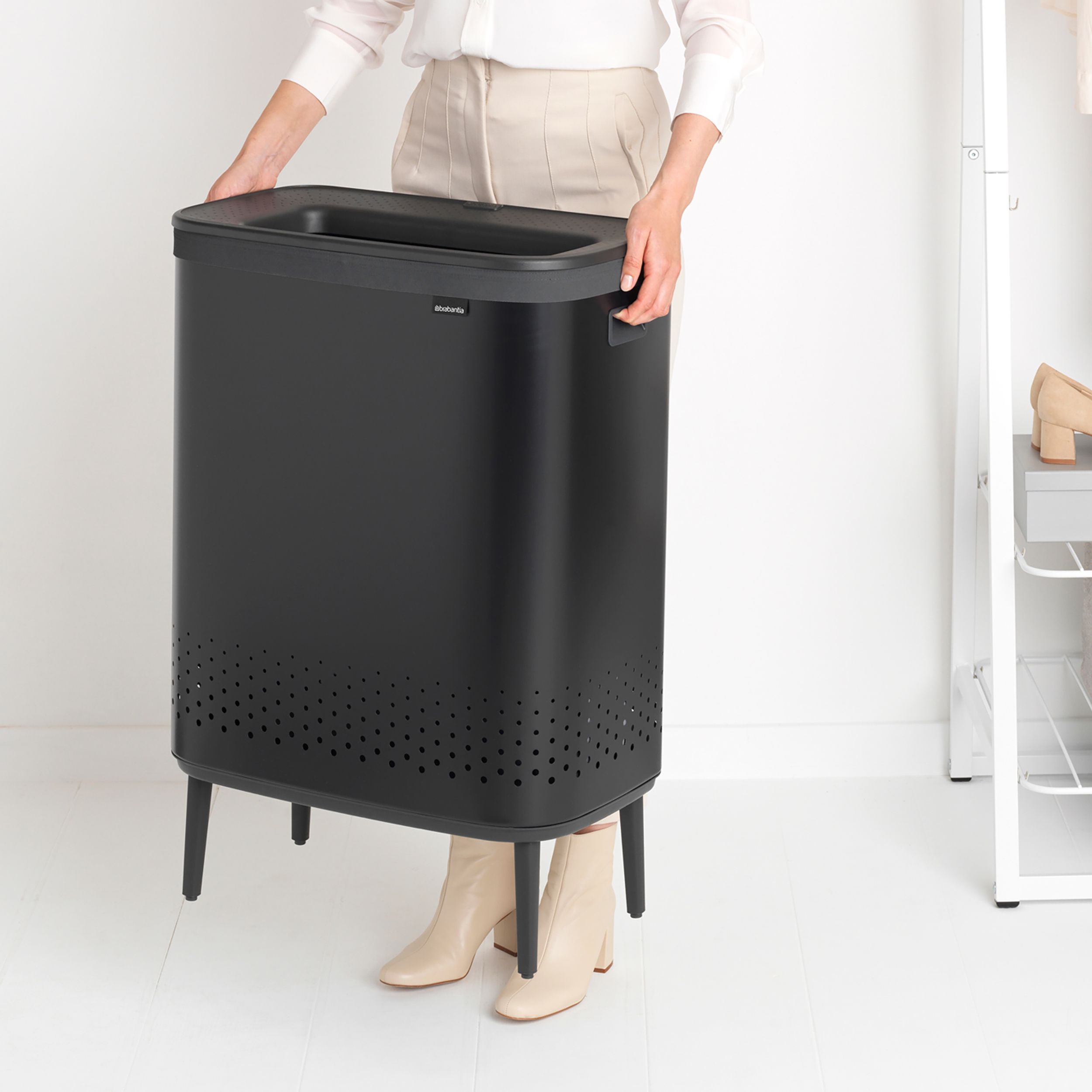 Brabantia Black Steel Laundry bin, 90L