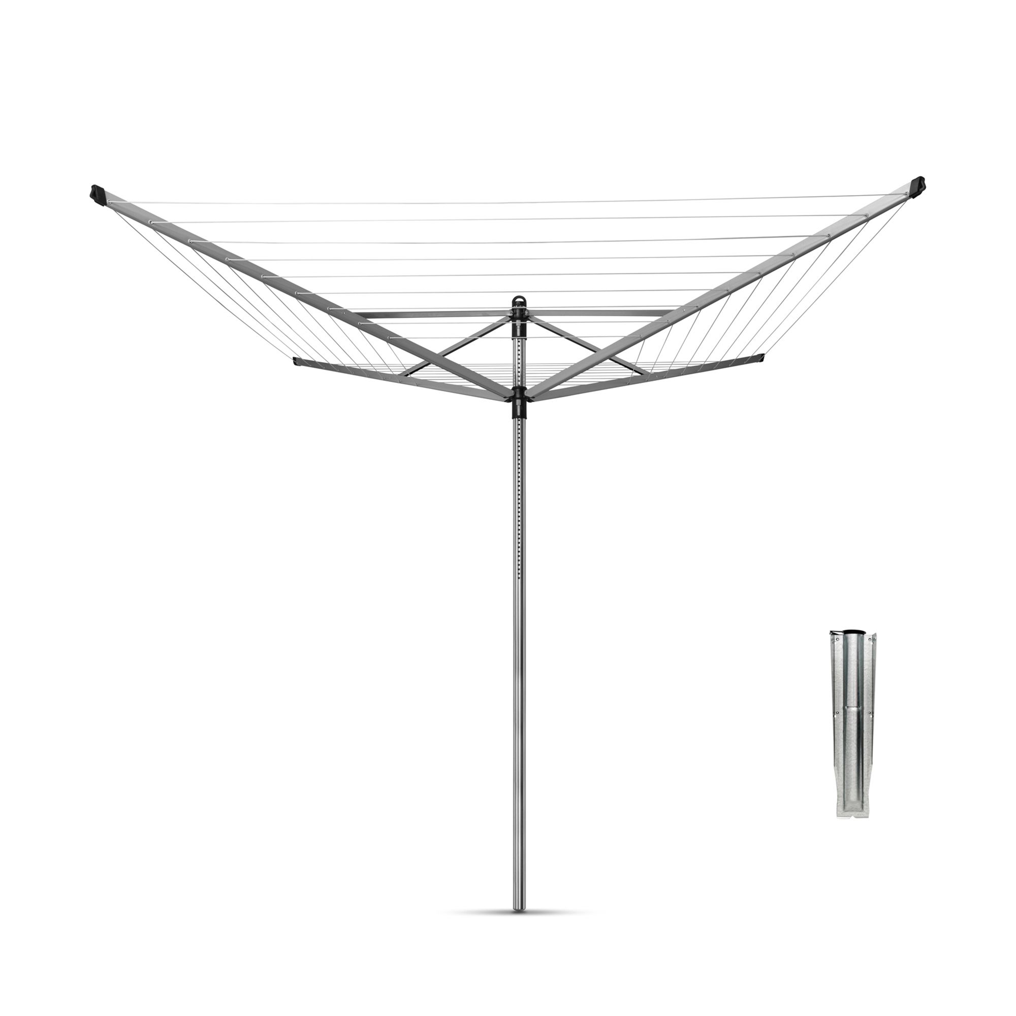 Brabantia Lift-O-Matic Silver effect Steel 4 Arm Garden Rotary airer, 50m