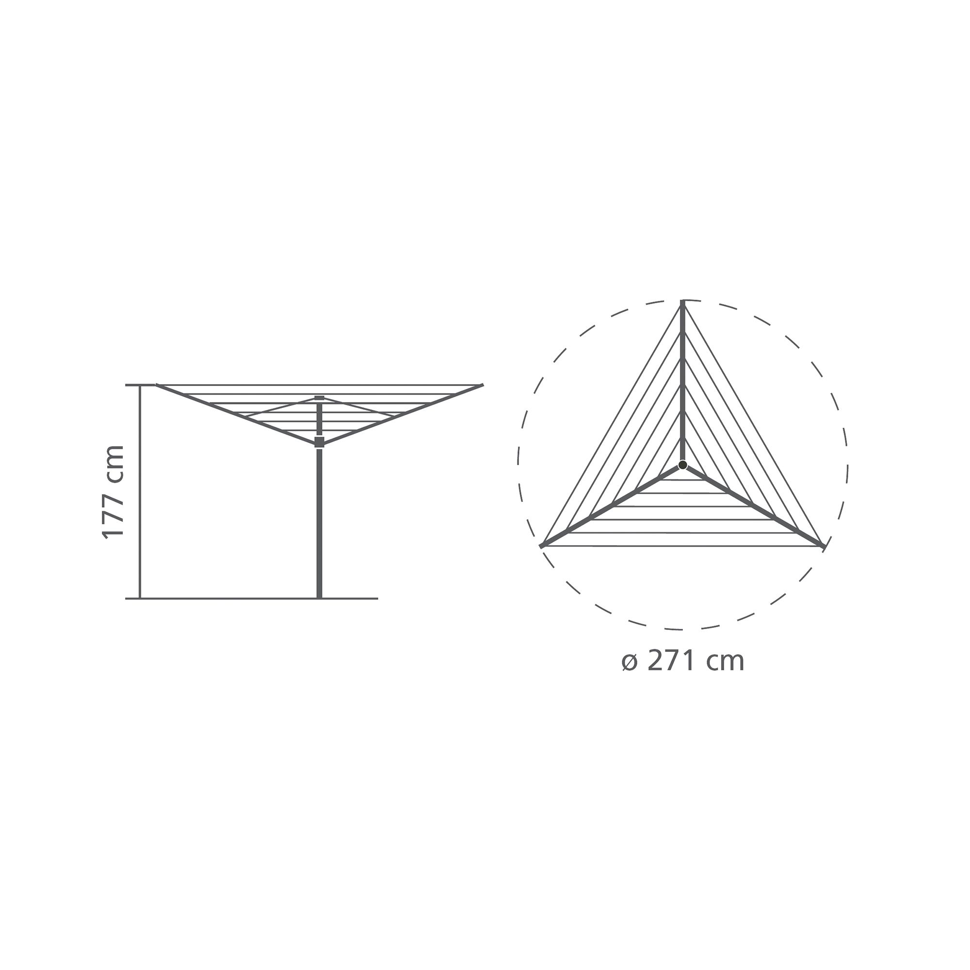 Brabantia Metallic grey Aluminium & plastic Garden Rotary airer, 30m