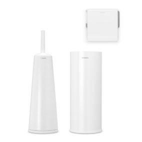 Brabantia ReNew White Plastic & steel Bathroom accessory set, Set of 3