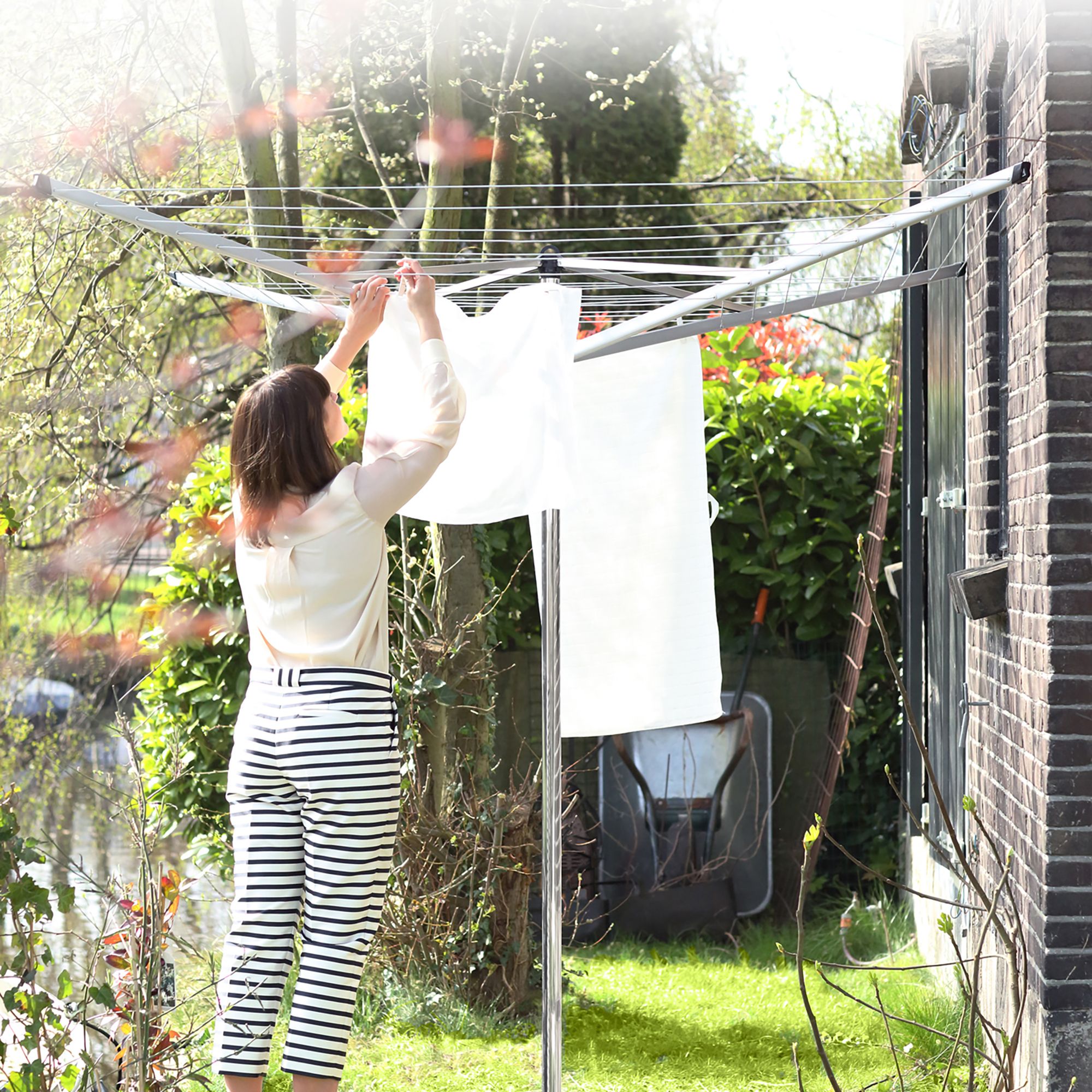 Brabantia Silver effect Steel 4 Arm Garden Rotary airer, 50m