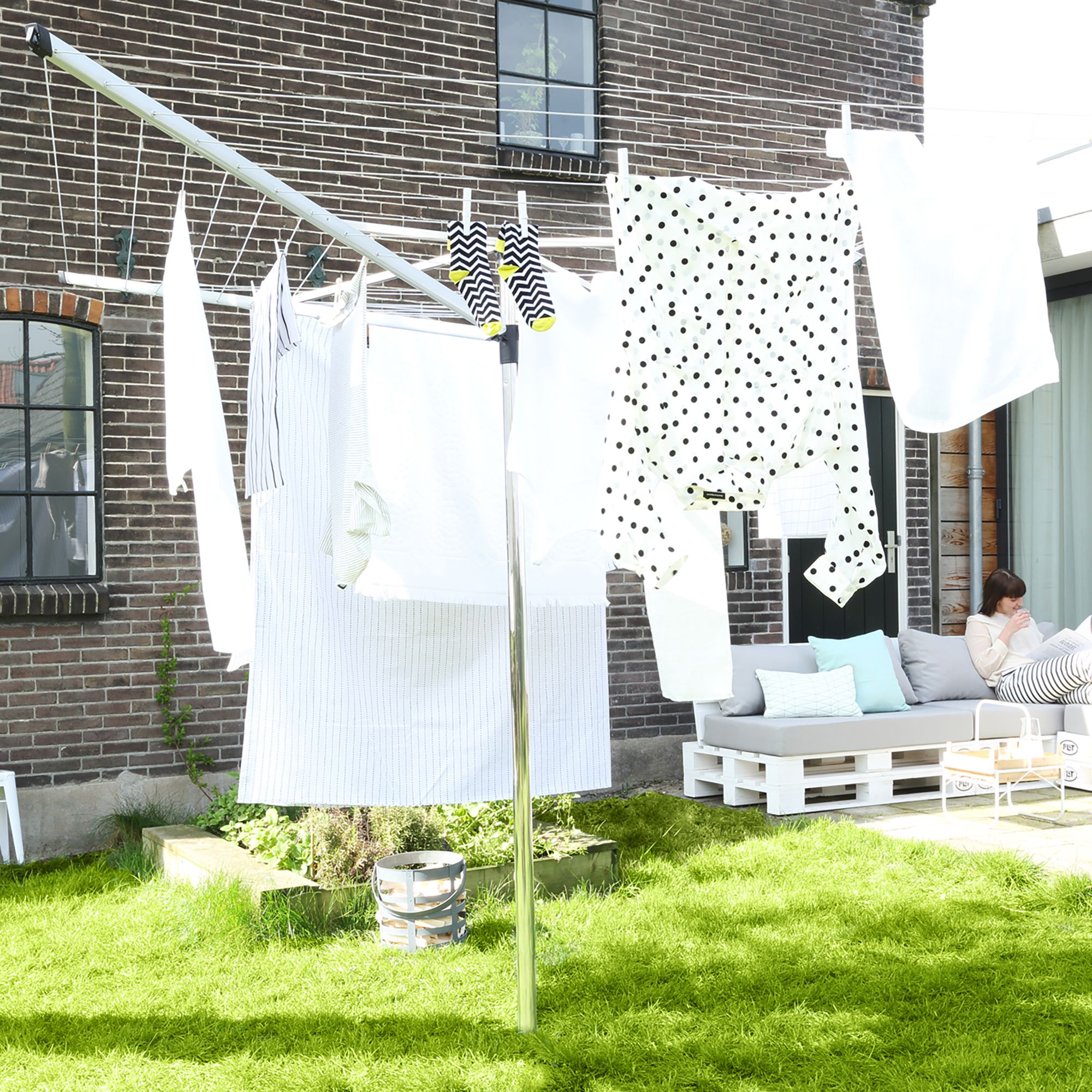 Brabantia Silver effect Steel 4 Arm Garden Rotary airer, 60m
