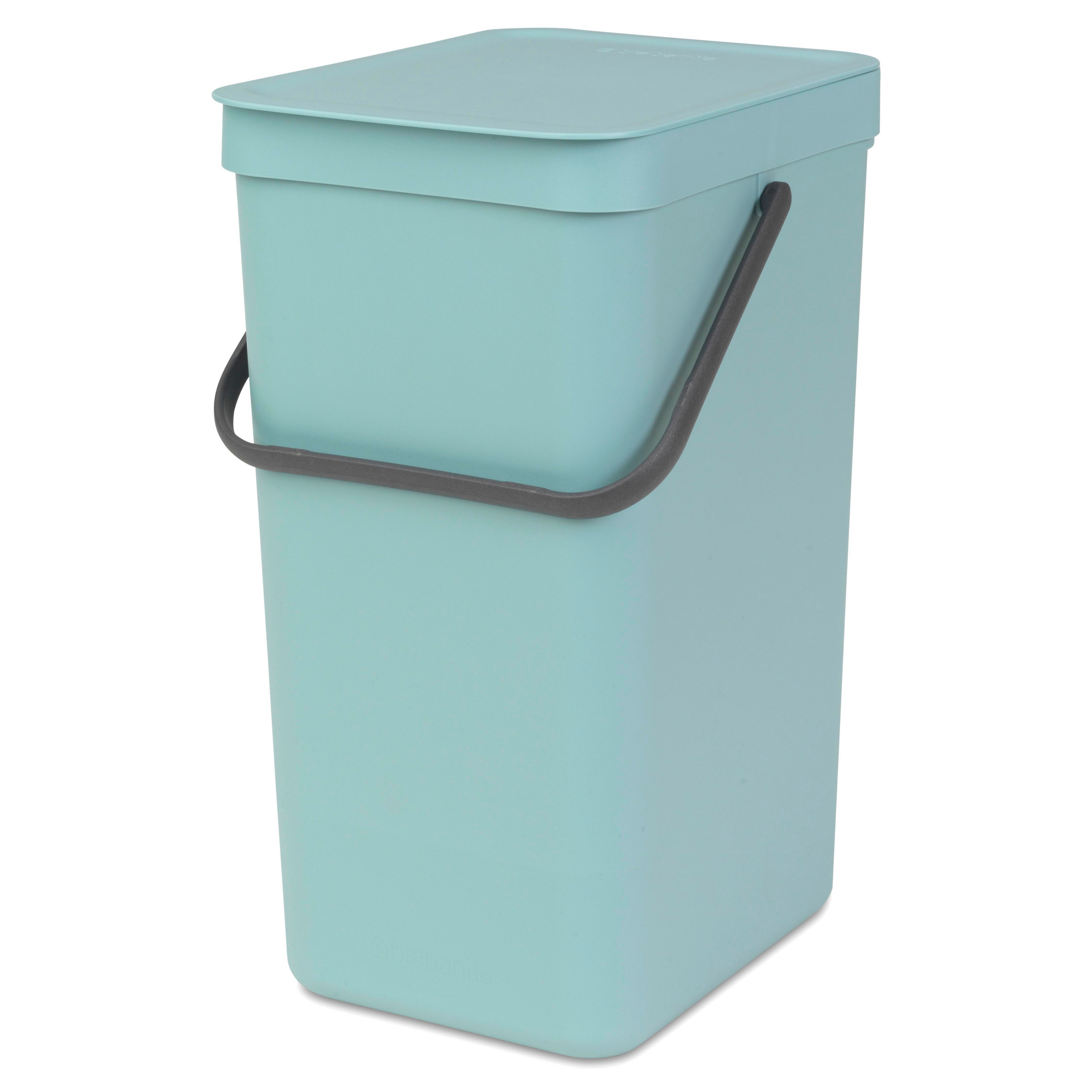 Brabantia Sort & go Mint green Plastic Rectangular Kitchen bin, 16L