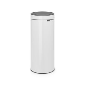 Brabantia Touch Bins White Metal & plastic Circular Freestanding Kitchen Touch top Bin, 30L