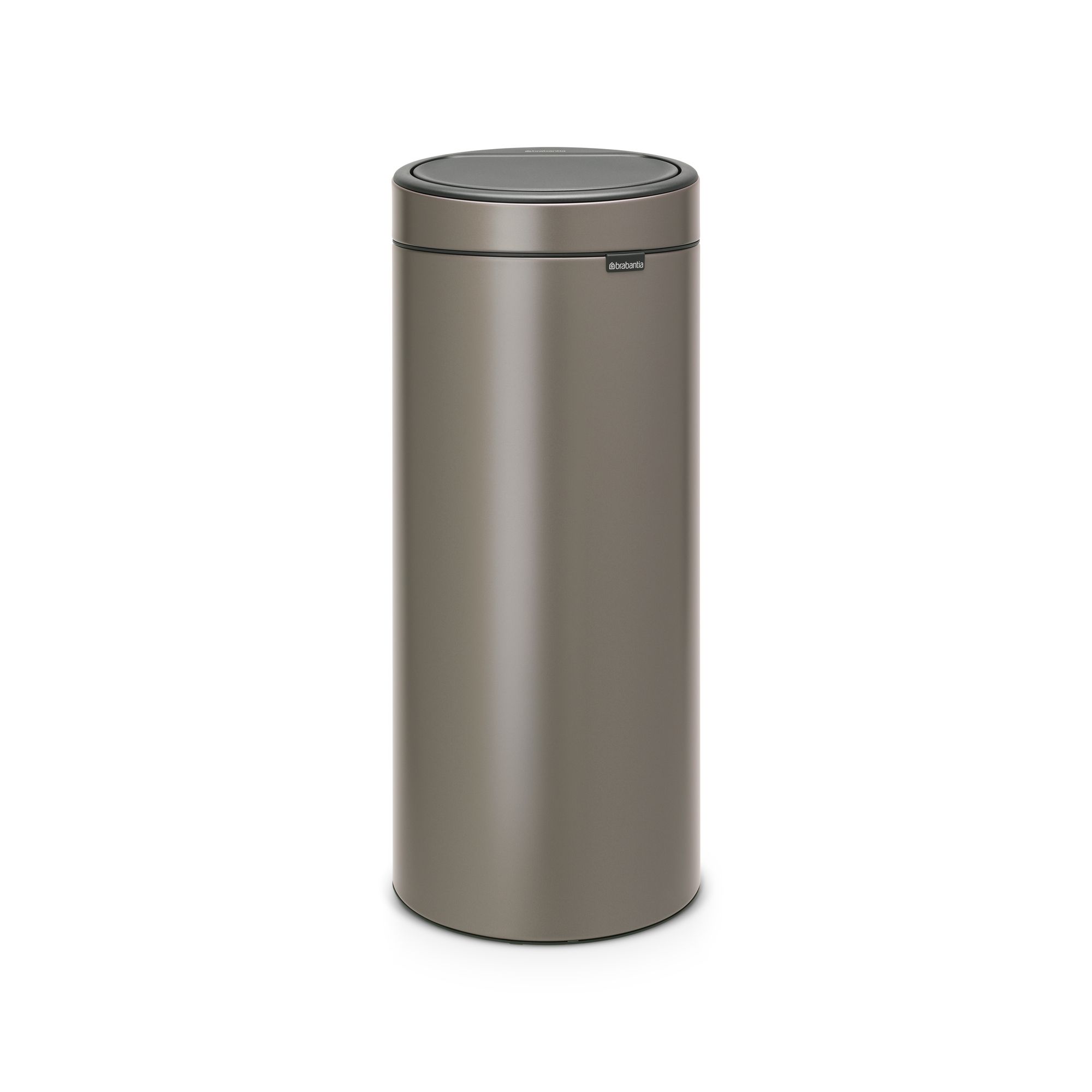 Brabantia Touch Tall Platinum Metallic effect Metal Bin - 30L Freestanding