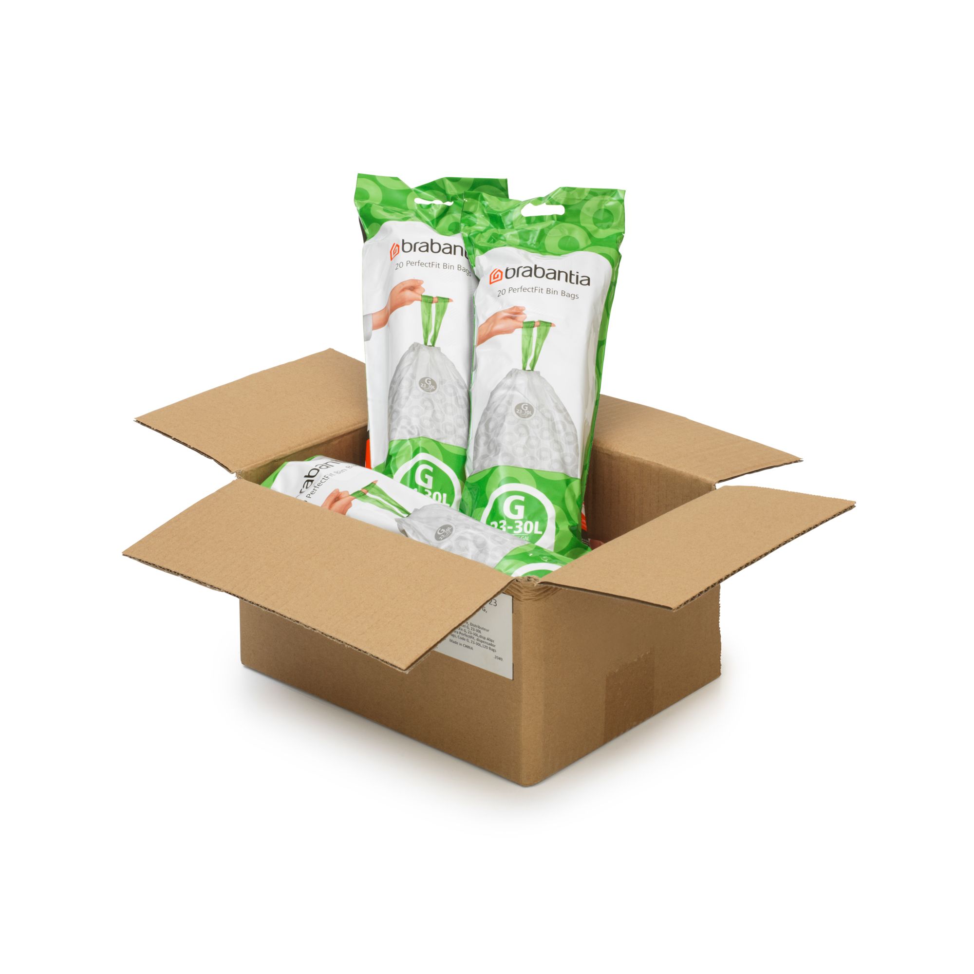 Brabantia White 23L Heavy duty Bin liner, Set of 6