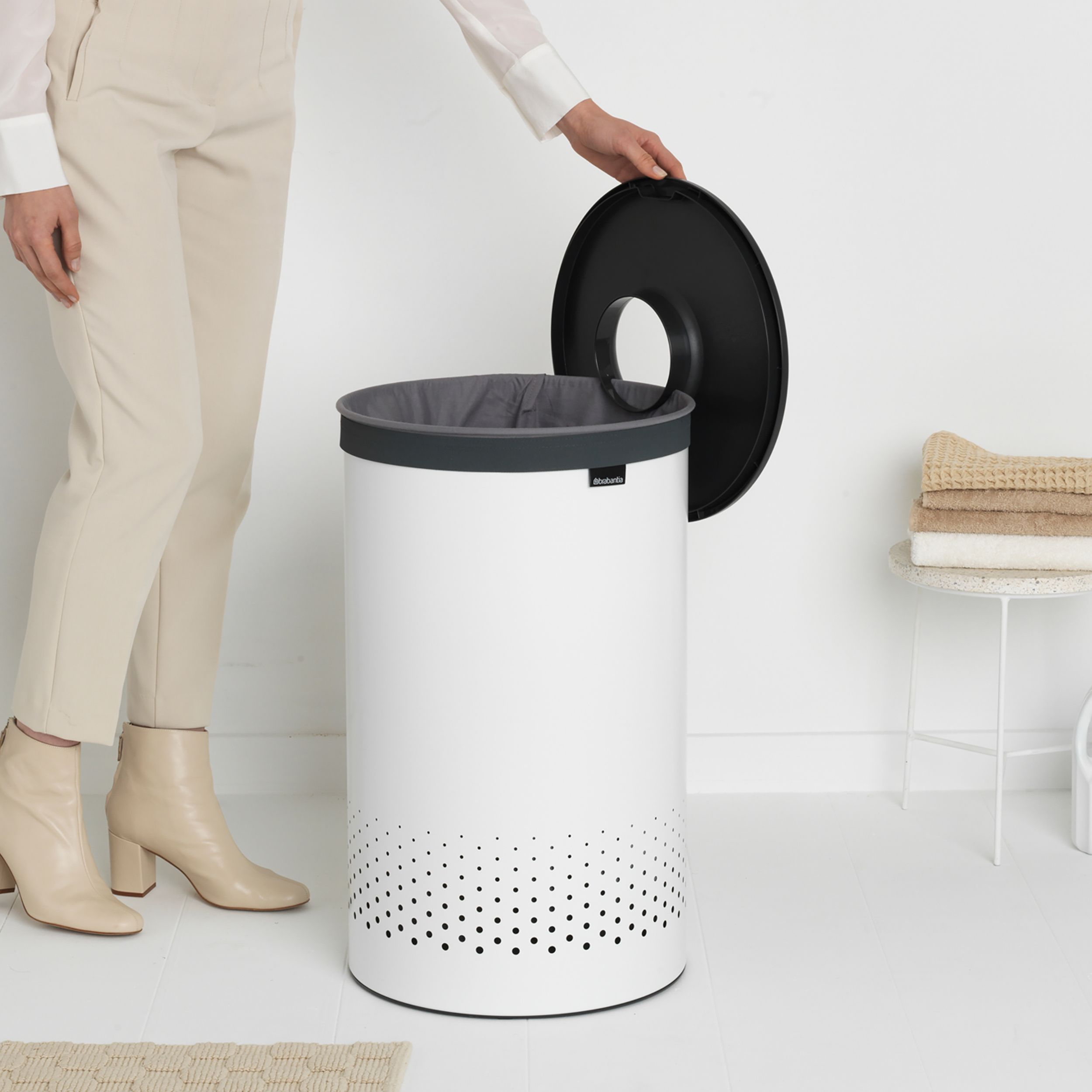 Brabantia White Steel Laundry bin, 60L