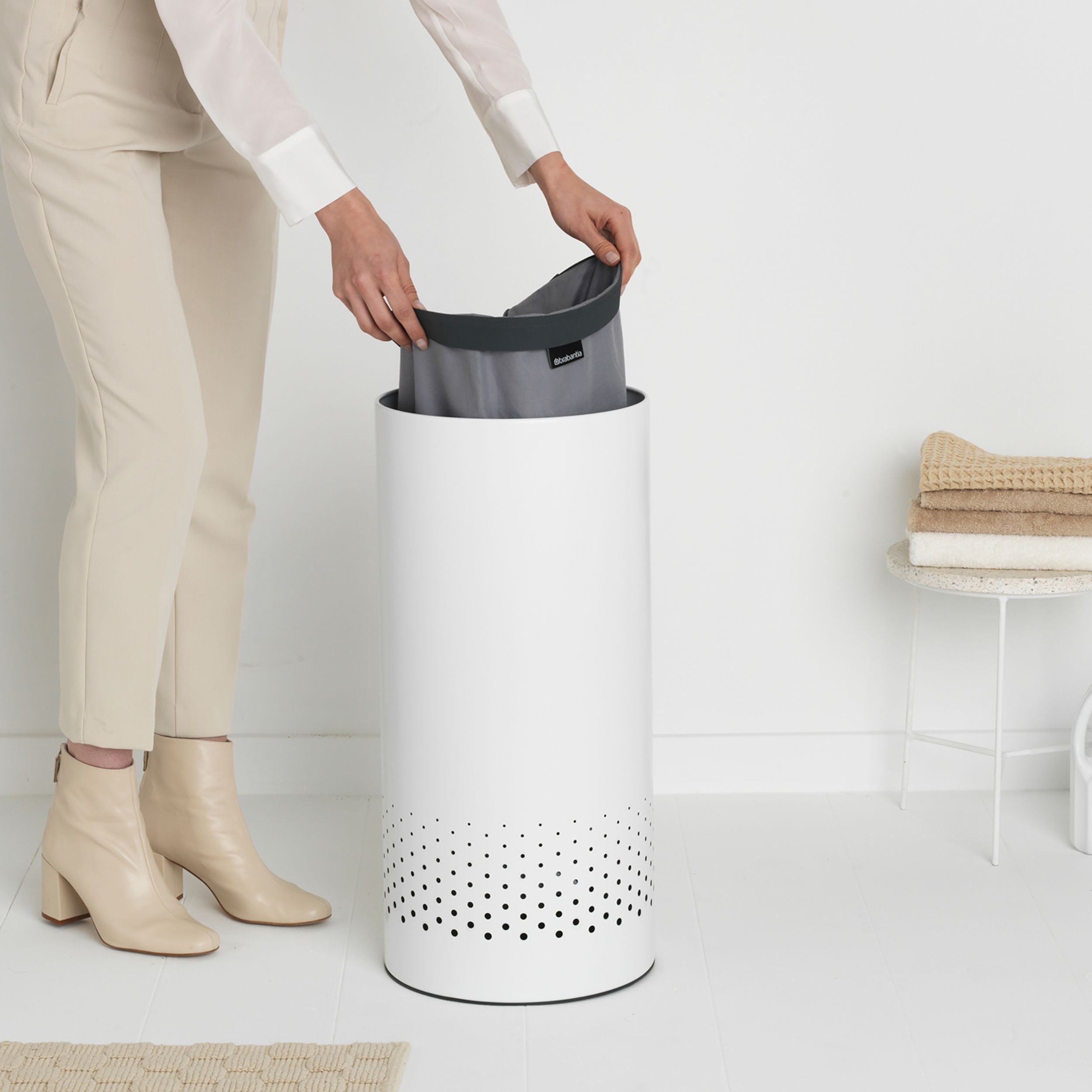 Brabantia White Steel Medium Laundry basket, 35L