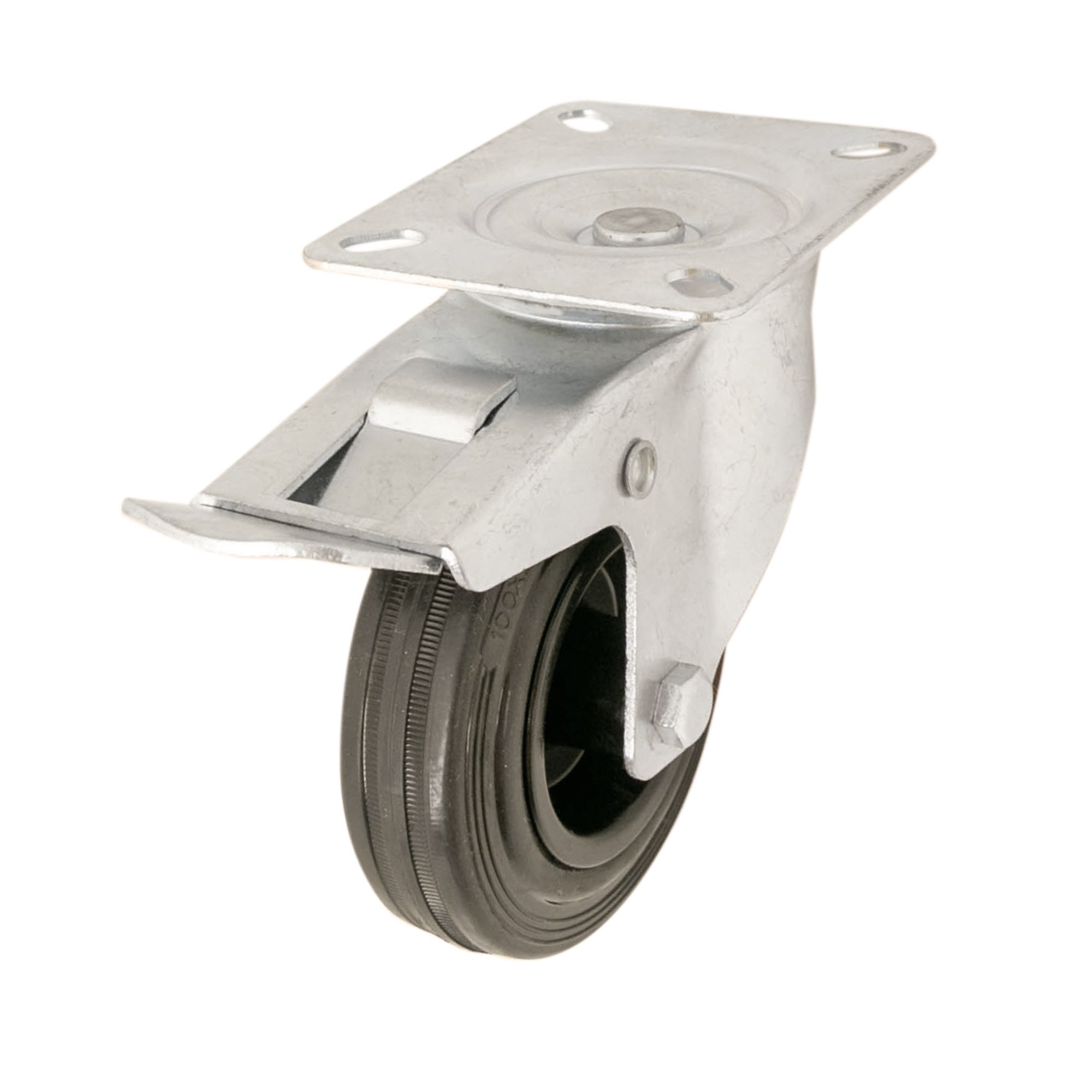 Braked Heavy duty Swivel Castor WC51, (Dia)100mm (H)127mm (Max. Weight)75kg