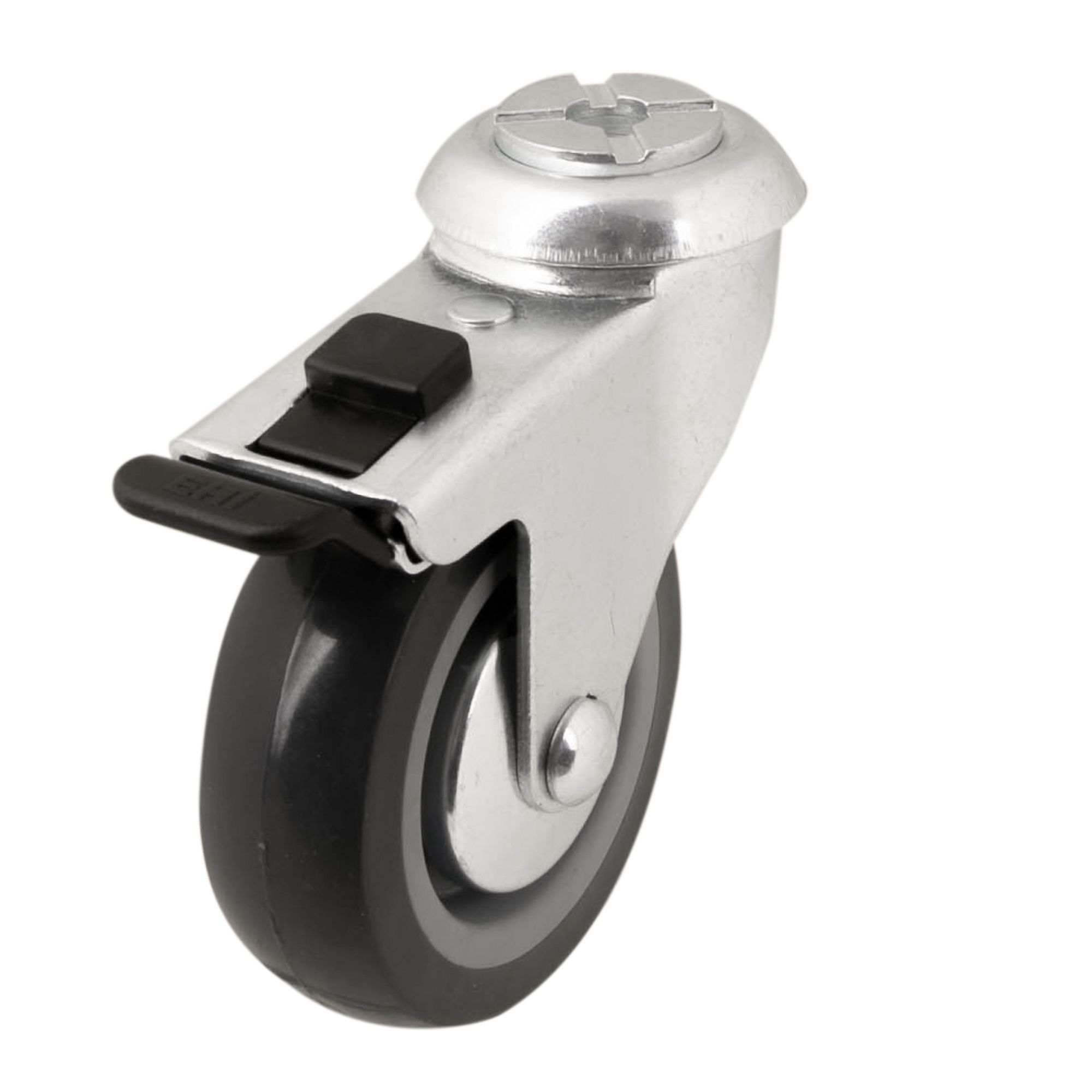 Braked Medium duty Swivel Castor WC64, (Dia)75mm (H)100mm (Max. Weight)55kg