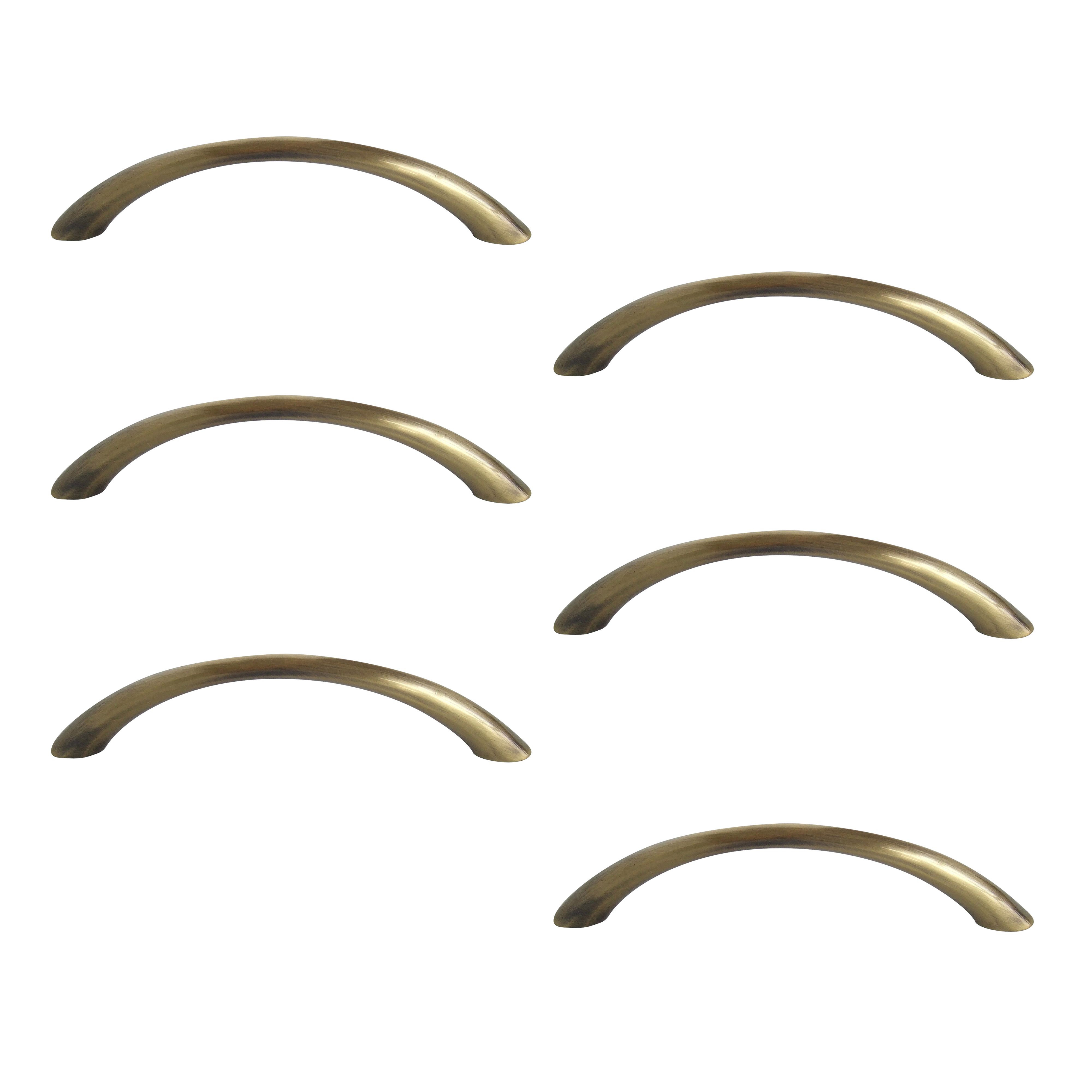 Brass effect Cabinet Bow Pull handle, Pack of 6