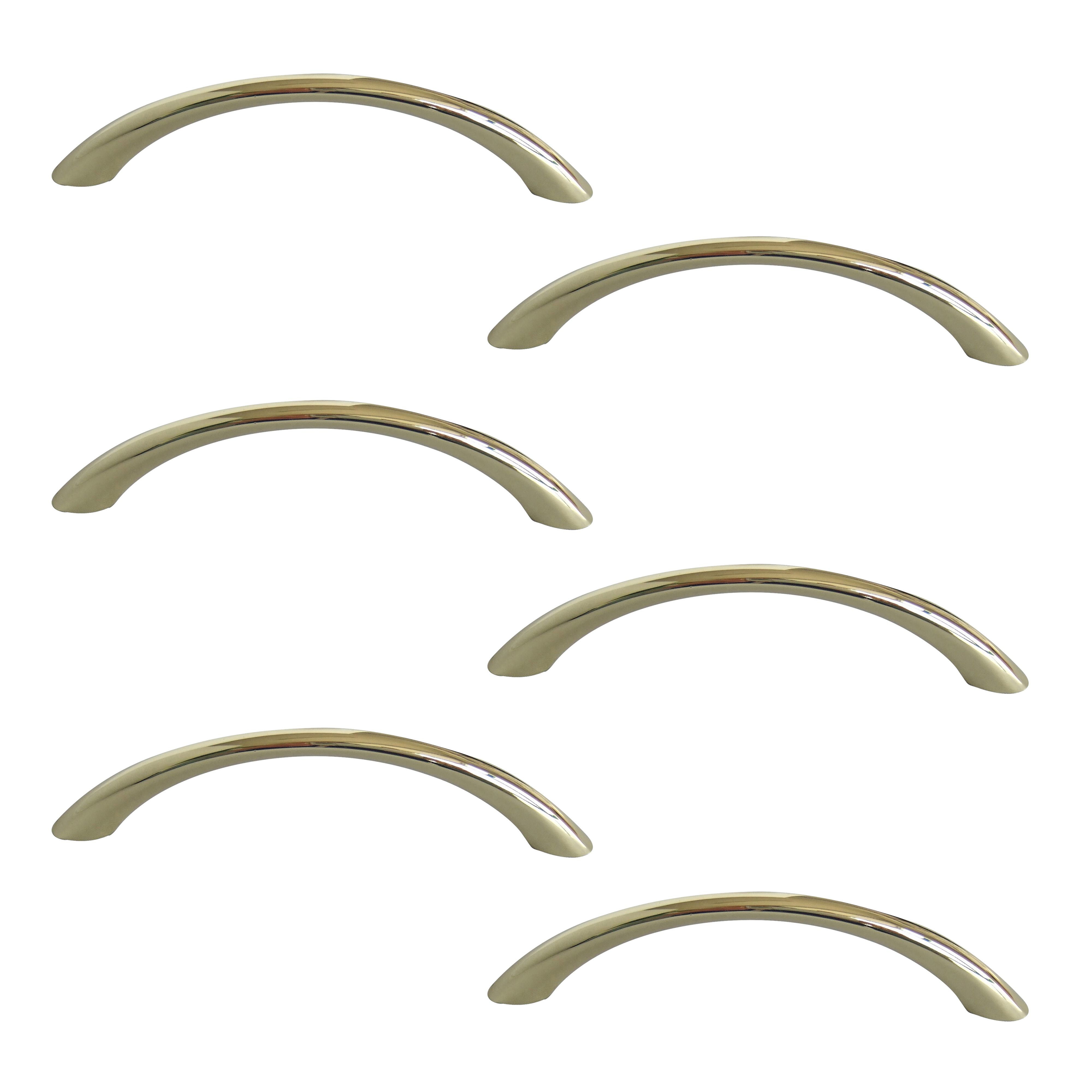 Brass effect Furniture Bow Handle (L)9.6cm (D)26mm, Pack of 6