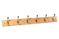 Brass effect Mahogany Hook rail, (L)685mm (H)15mm