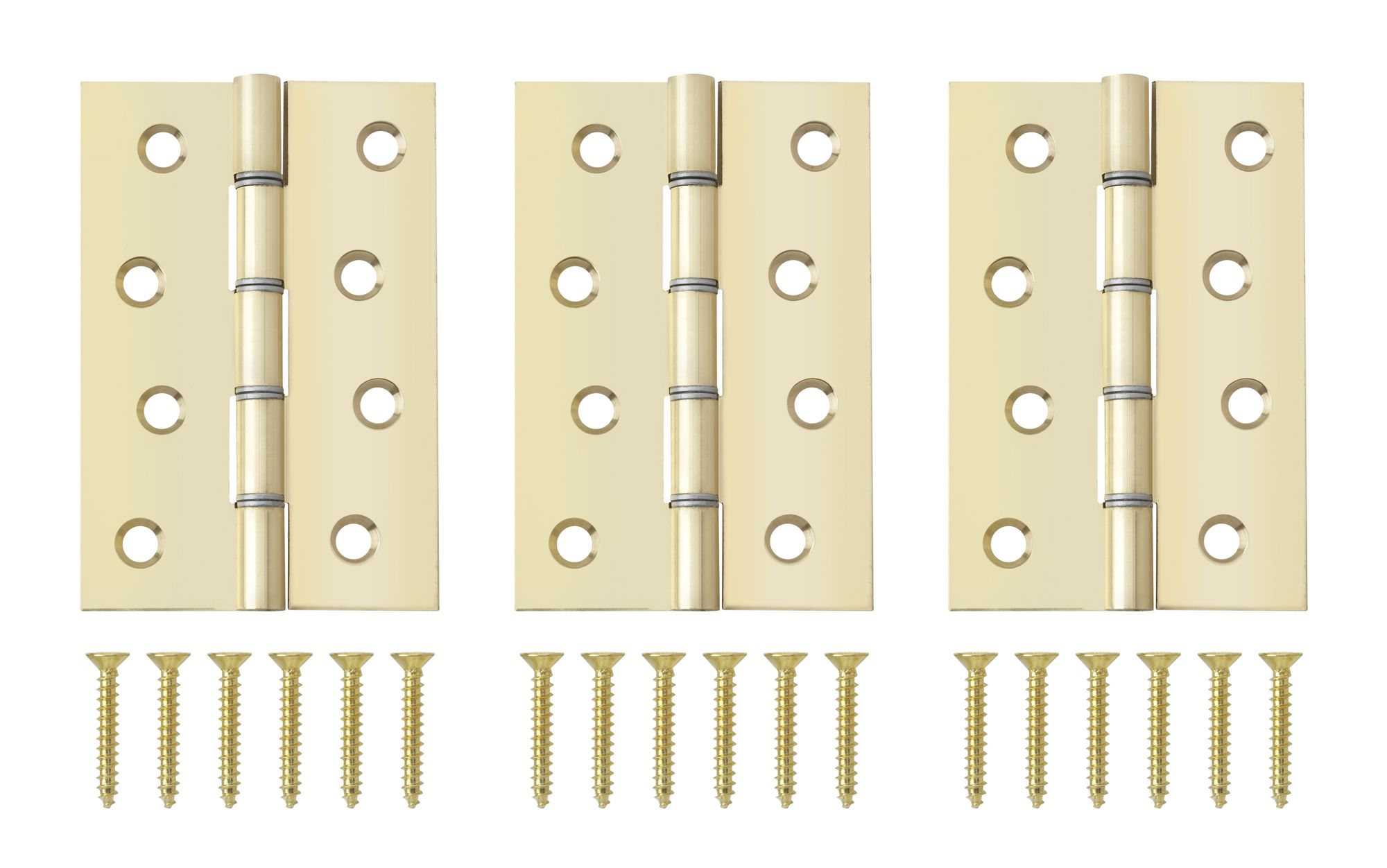 Brass effect Metal Butt Door hinge N428 (L)100mm (W)100mm, Pack of 3