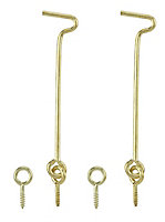 Brass effect Metal Gate hook & eye (L)100mm, Pack of 2