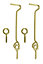 Brass effect Metal Gate hook & eye (L)75mm, Pack of 2