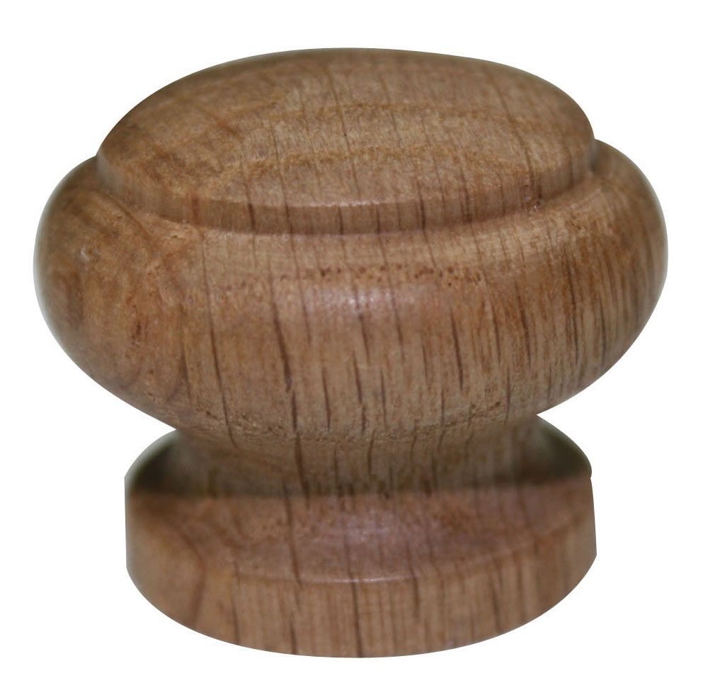 Brass effect Oak Round Furniture Knob (Dia)35mm DIY at B&Q