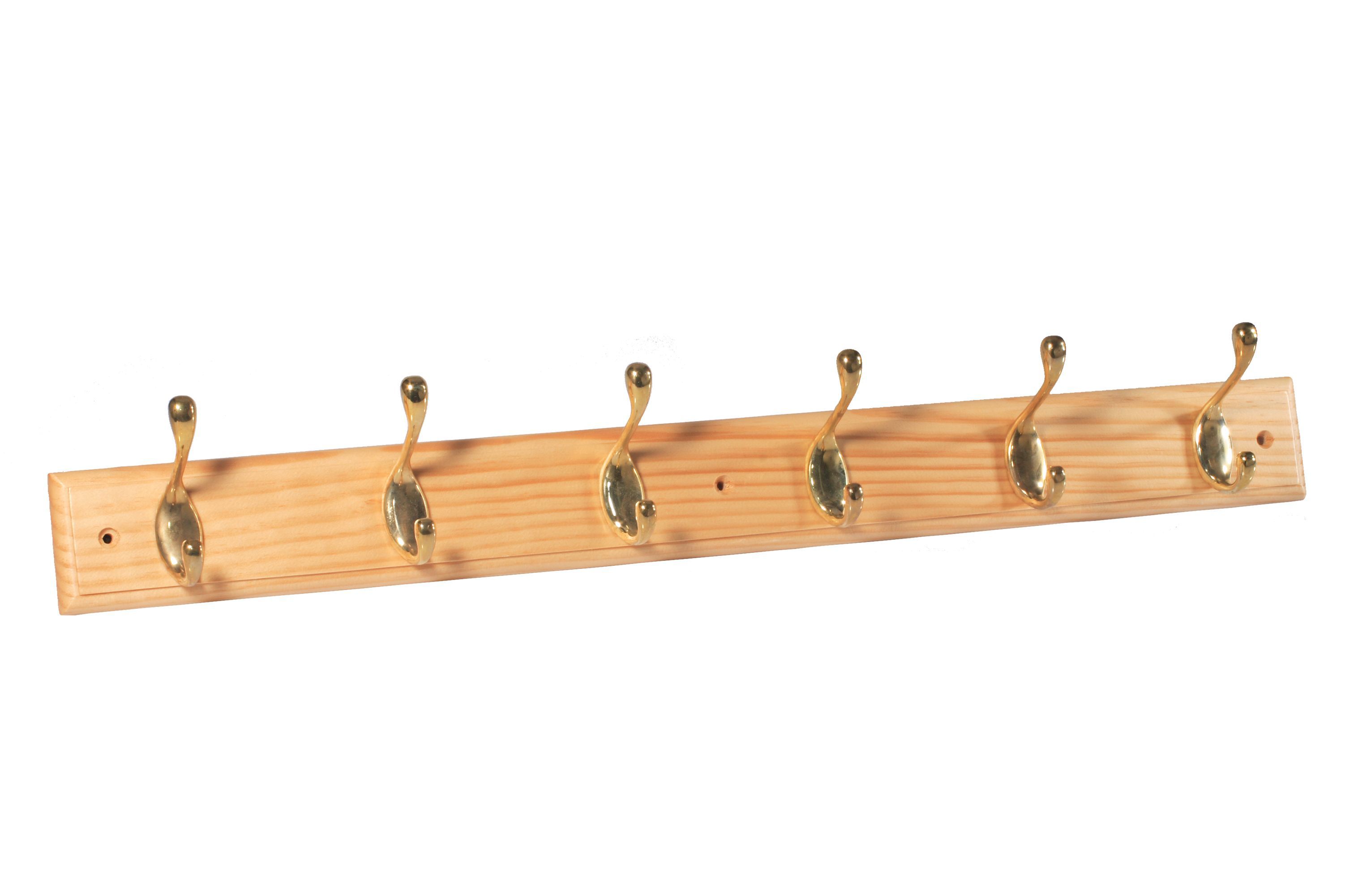 Brass effect Pine 6 Hook rail, (L)685mm (H)15mm