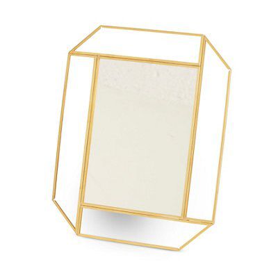 Brass effect Rectangular Framed mirror, (H)25.3cm (W)20.2cm