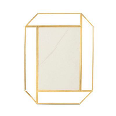 Brass effect Rectangular Framed mirror, (H)25.3cm (W)20.2cm
