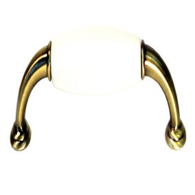 Brass effect White Furniture Pull handle