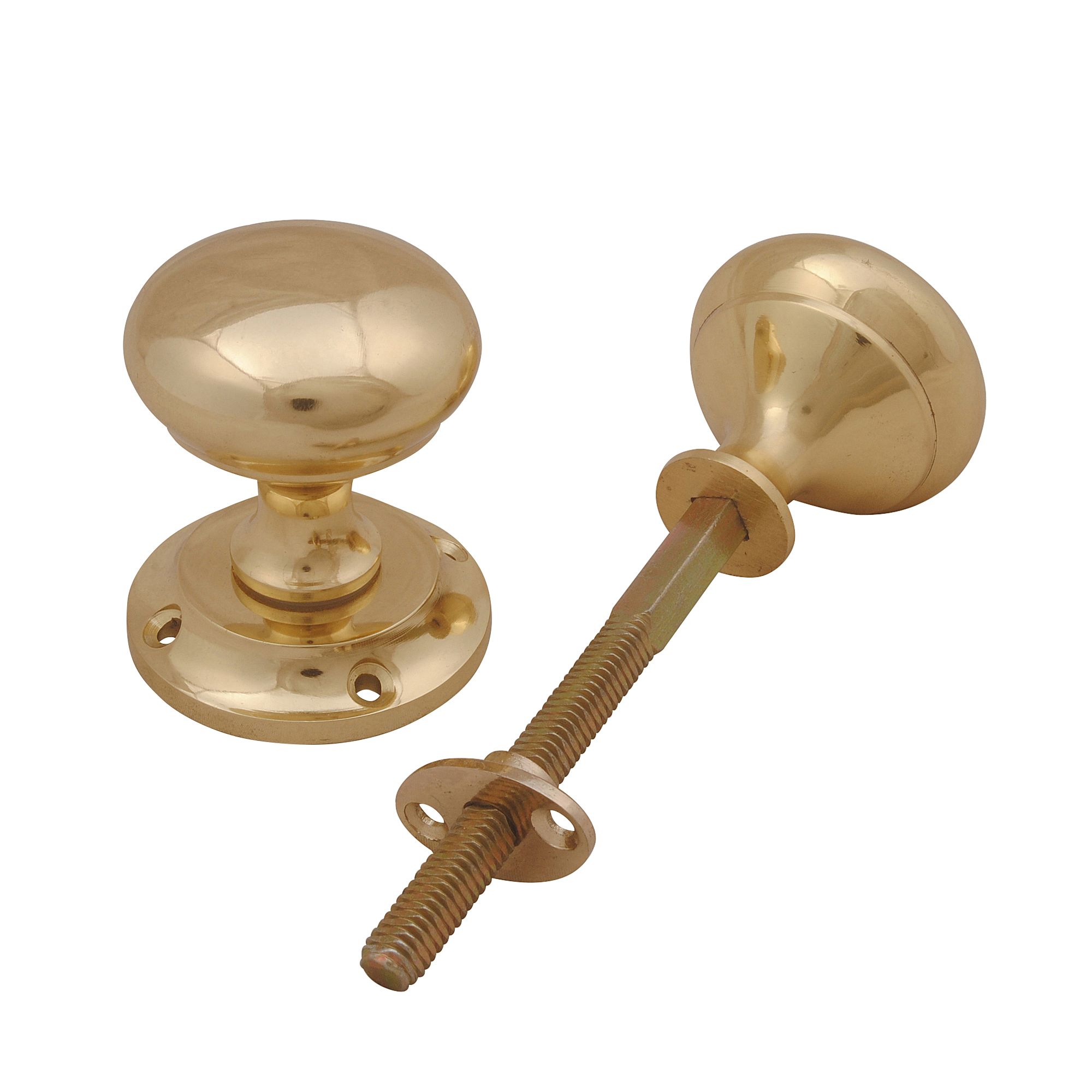 Brass Effect Zamac Round Door Knob (Dia)54mm, Pair | DIY At B&Q