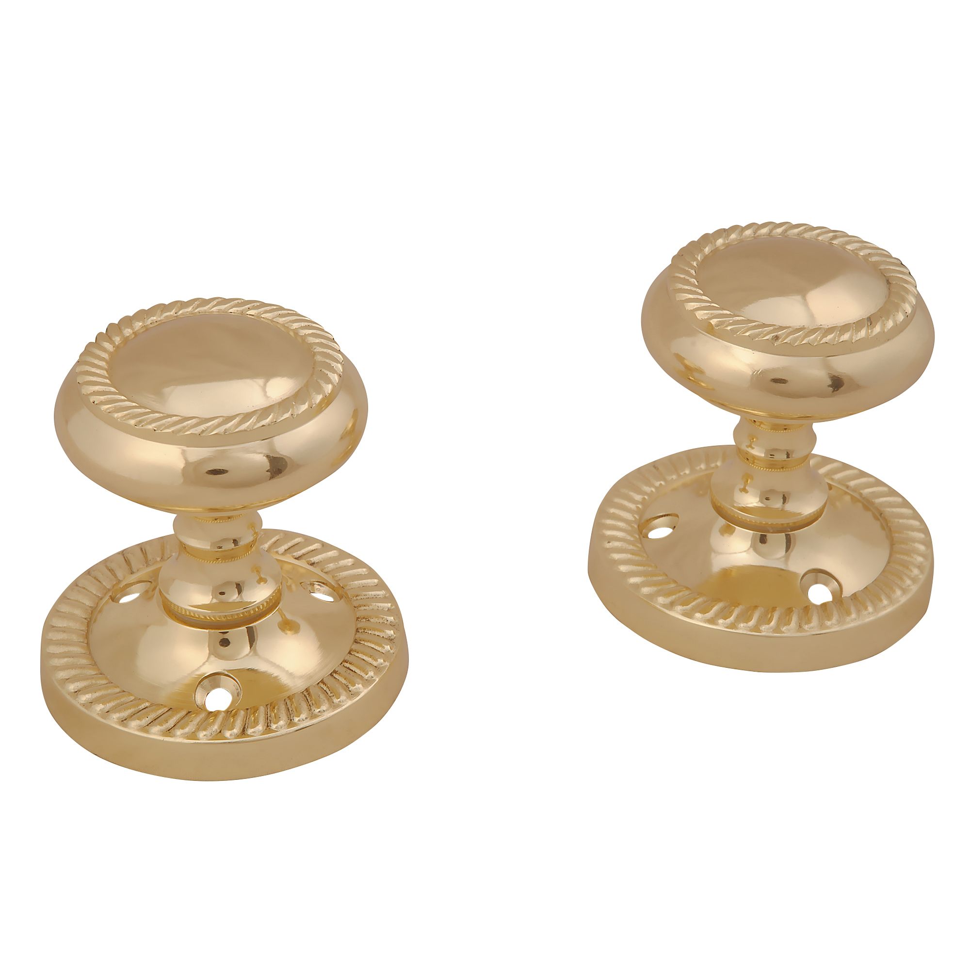 Brass effect Zamac Round Internal Door knob (Dia)49mm, Pack of 3