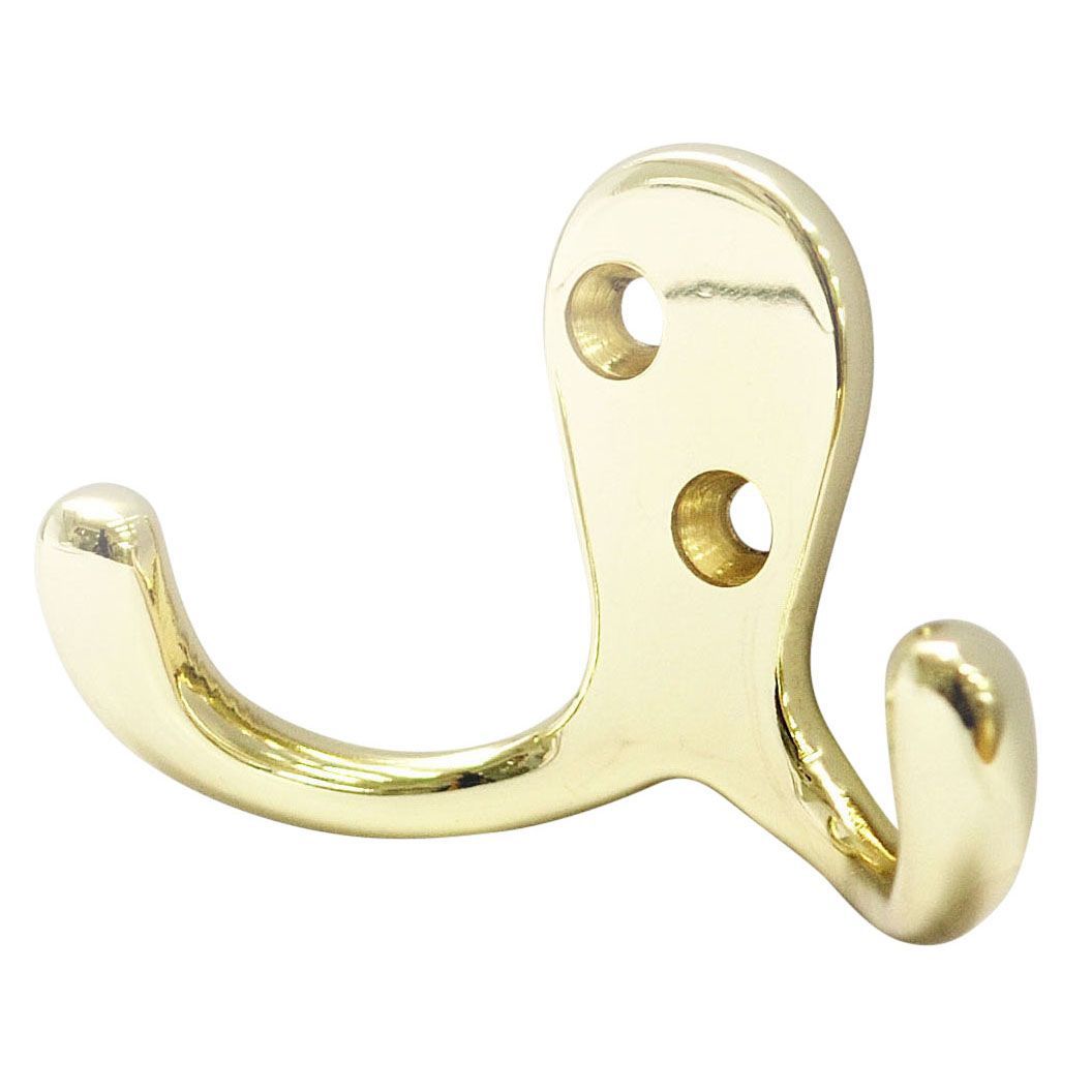 Brass effect Zinc alloy 71.5mm Double Hook (Holds)3kg | DIY at B&Q