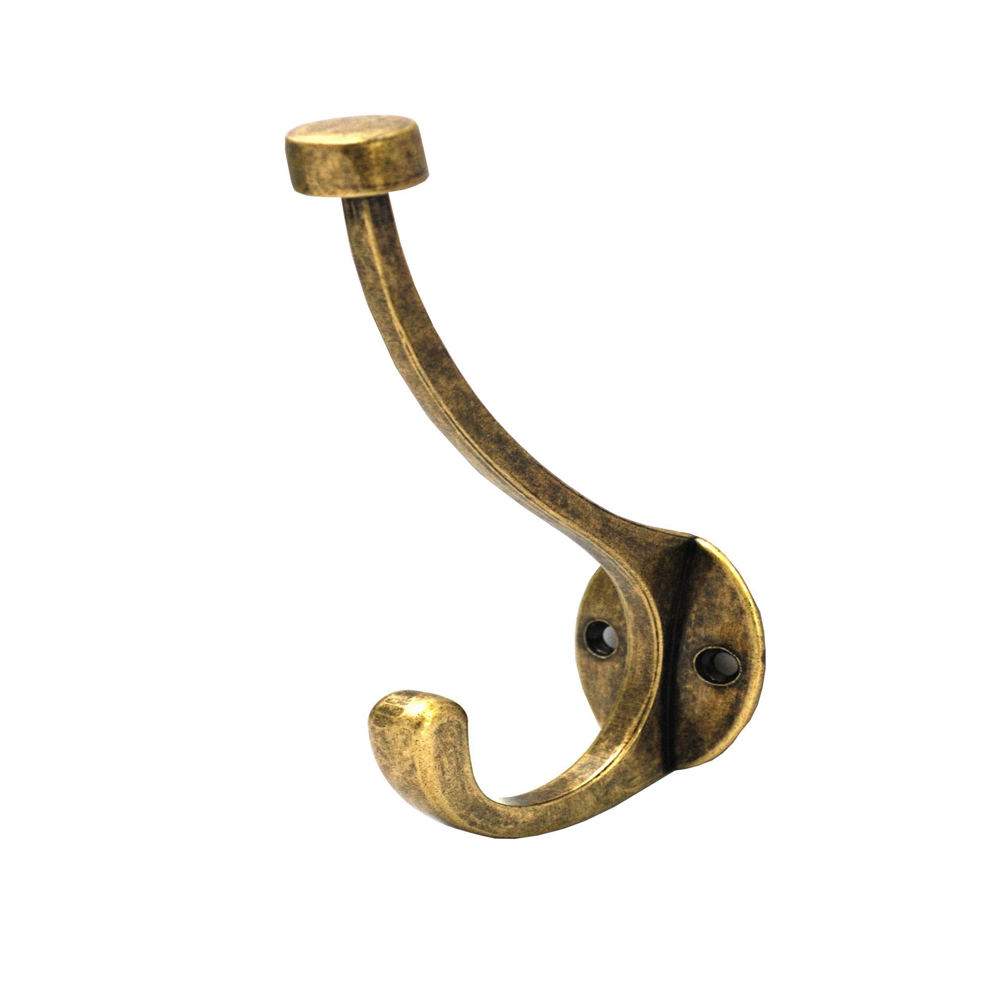 Brass effect Zinc alloy Double Hook Holds 5kg DIY at B Q