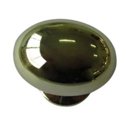Brass effect Zinc alloy Oval Furniture Knob (Dia)35mm, Pack of 6