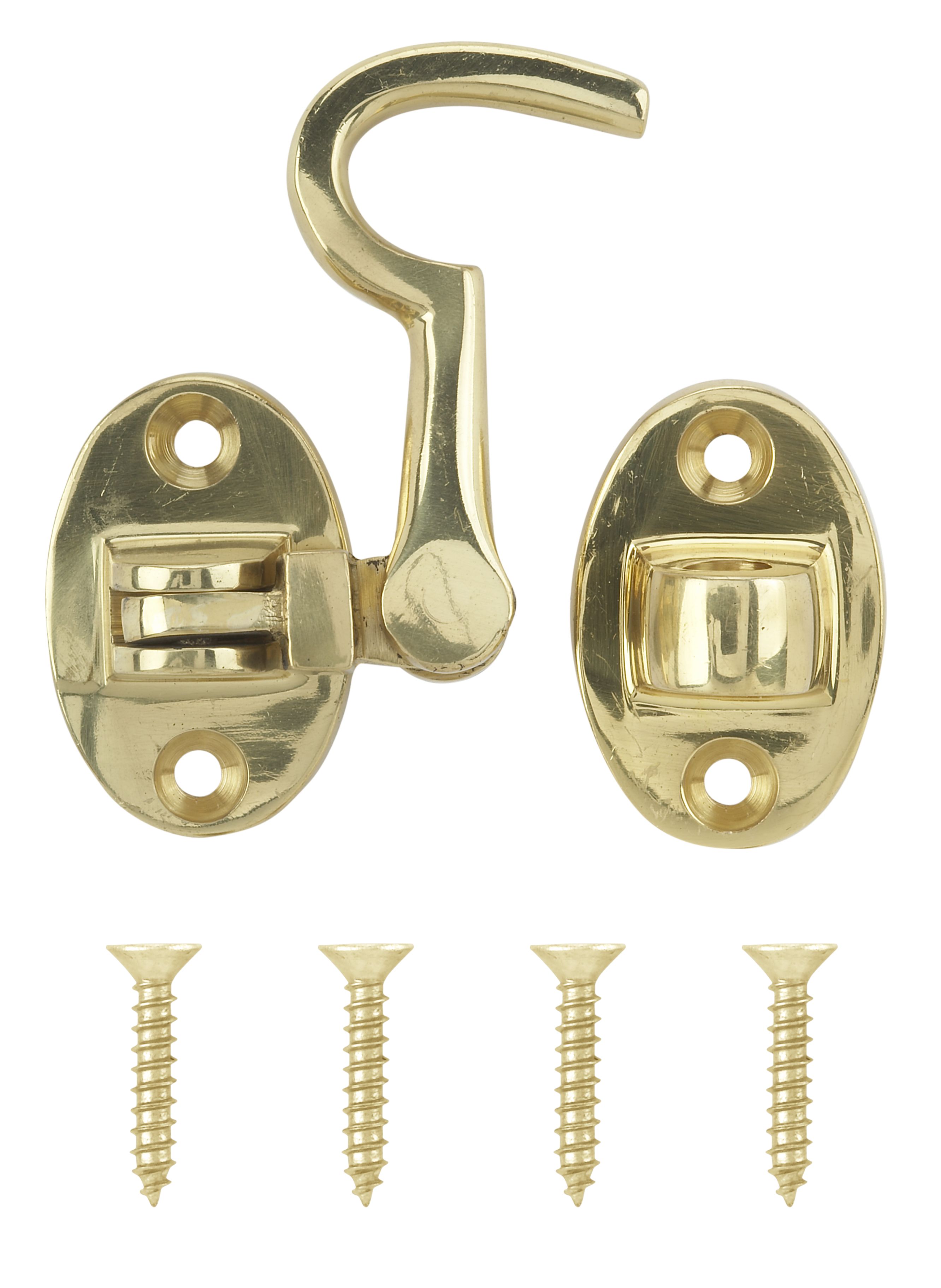 Brass plated Cabin hook L 70mm DIY at B Q