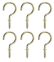 Brass-plated Extra large Cup hook (L)55mm, Pack of 6