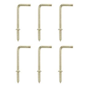 Brass-plated Large Cup hook (L)54.5mm, Pack of 6