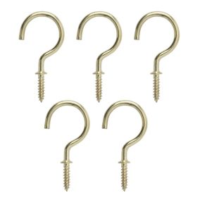 Brass-plated Medium Cup hook (L)38.5mm, Pack of 25